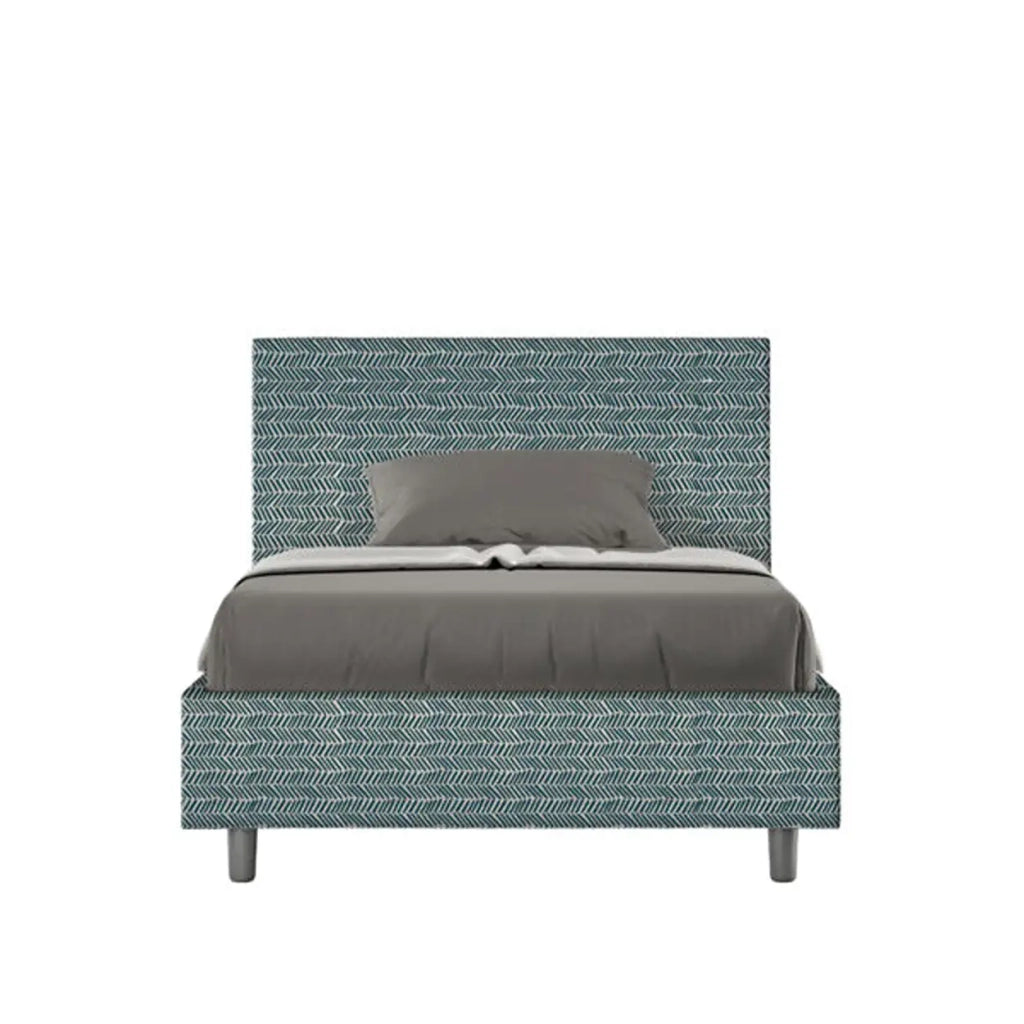 Letto una piazza e mezza contenitore imbottito 120x200 tessuto Aragona 8 blu Adele