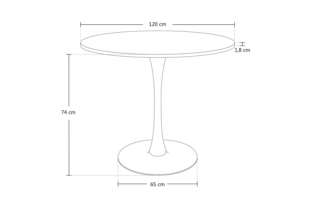 Tavolo rotondo Ø120 cm, tavolo da pranzo tondo bianco  - Omar - TR08-12OMPM