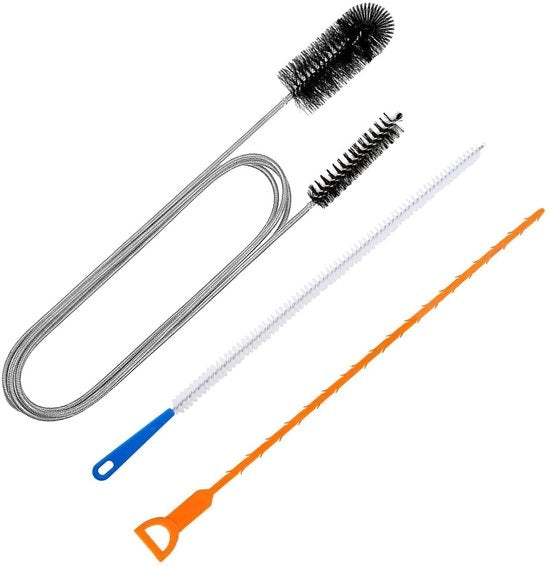 Set di pulizia per tubi 3 pezzi - Pennello di pulizia in acciaio inossidabile - Stopper di scarico in plastica - Pennello di pulizia riutilizzabile - Rimozione efficace di ostruzioni - Pulitore di scarico