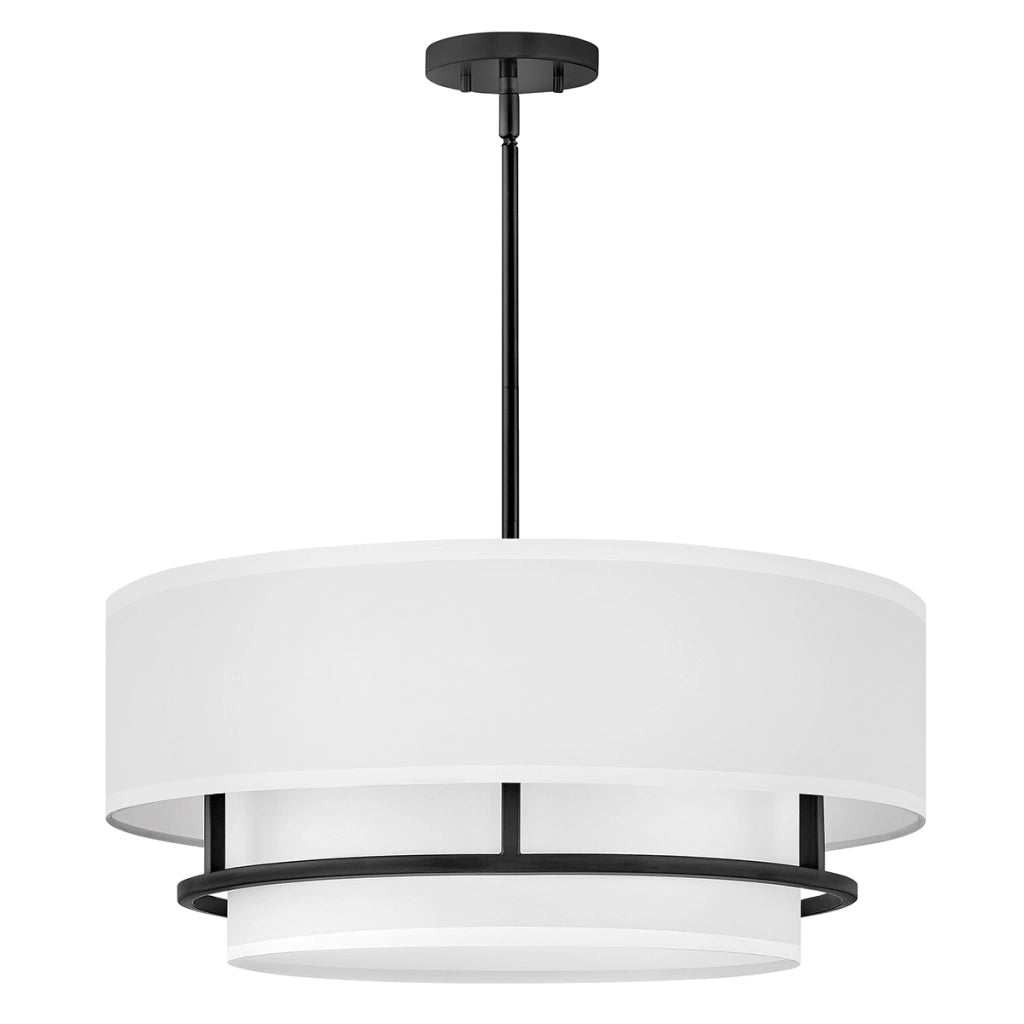 Plafoniera Hinkley Graham nero/bianco 4xE14 Ø58cm tessuto