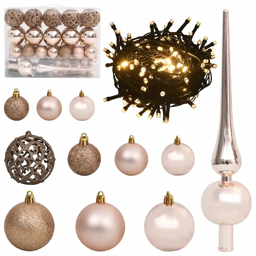 Albero di Natale | Decorazioni natalizie artificiale con luci integrate Rosa 150 cm PVC