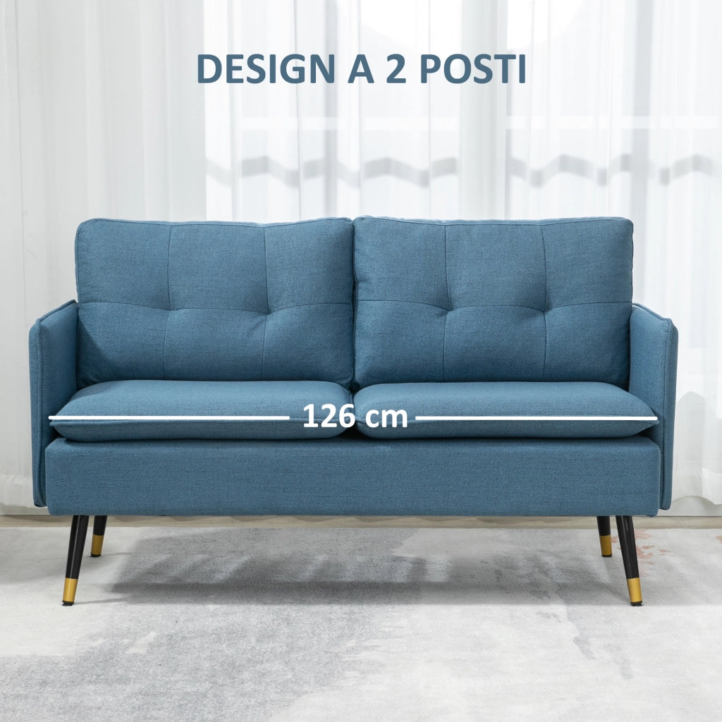 Divano 2 Posti in Tessuto Blu Scuro ¨C zephmum ¨C 139x68x80cm