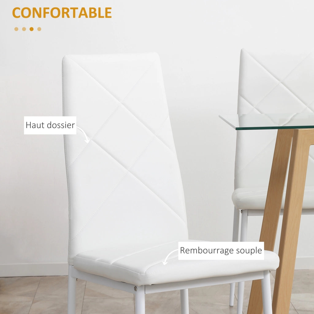 Set di 4 sedie da pranzo con schienale alto, rivestimento in similpelle e gambe in metallo ¨C Minimal ¨C Bianco