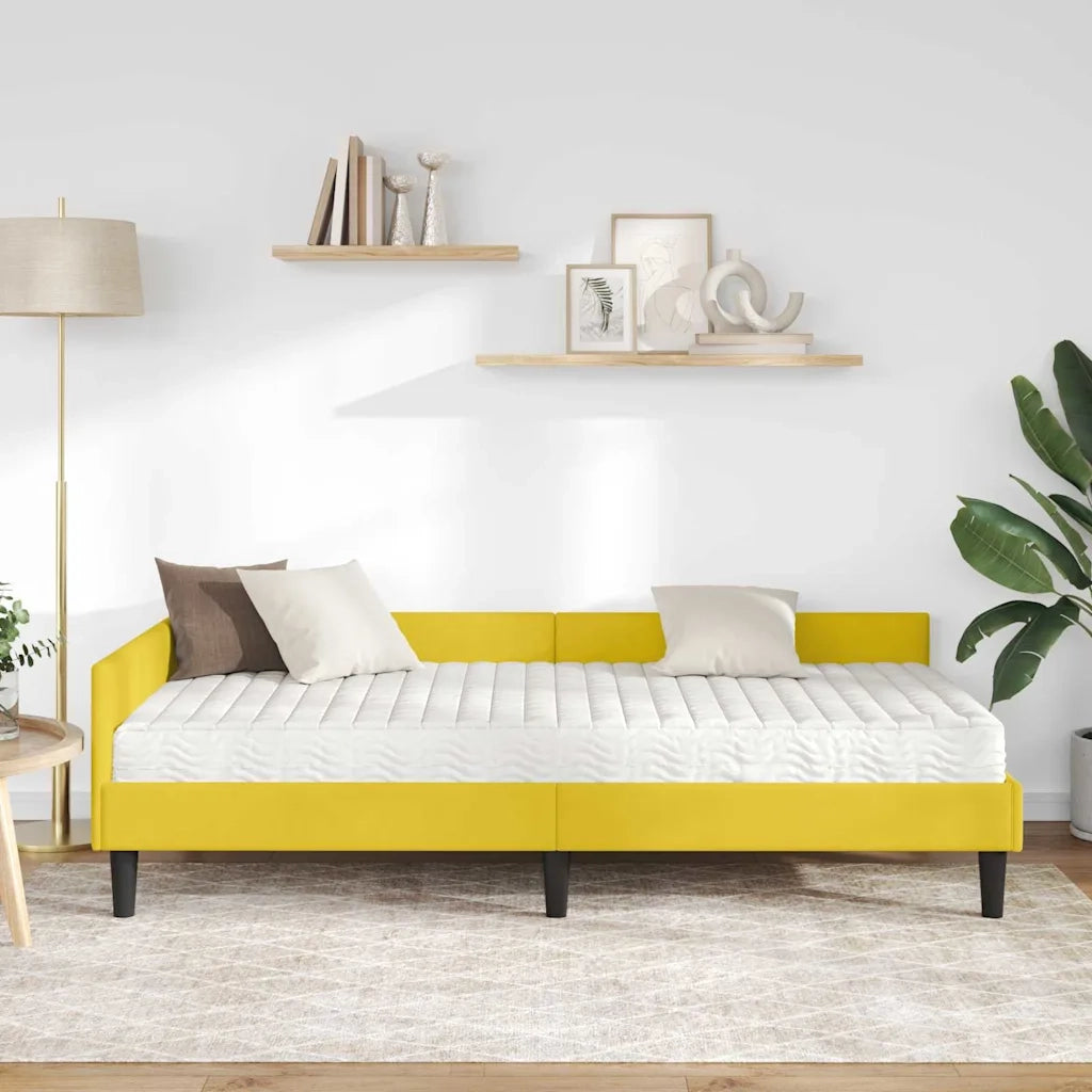 Struttura Letto Angolare con Materasso 2 pz-Giroletto con materasso Giallo Velluto 781718