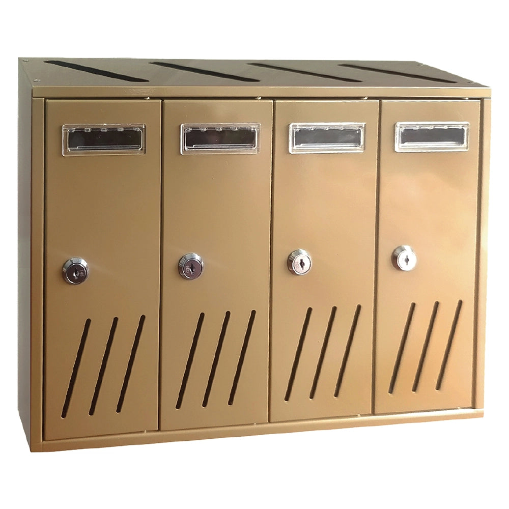 Cassetta Postale Condominiale 4 Posti Bronzo in Acciaio Zincato 42,5x17,5xH30 cm Kasart