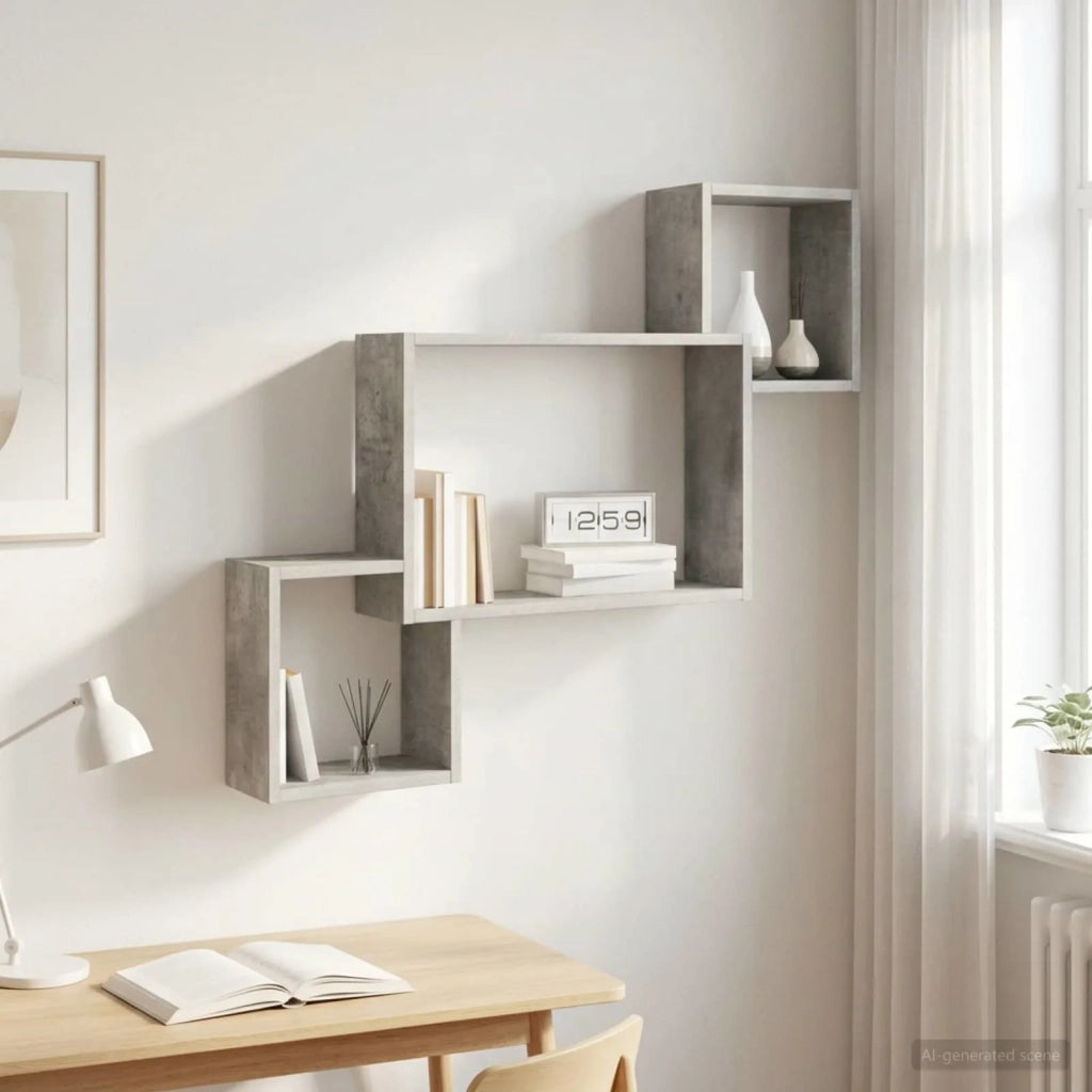 Scaffale da parete A parete Grigio Cemento 91,5 x 15 x 76 cm 8012119