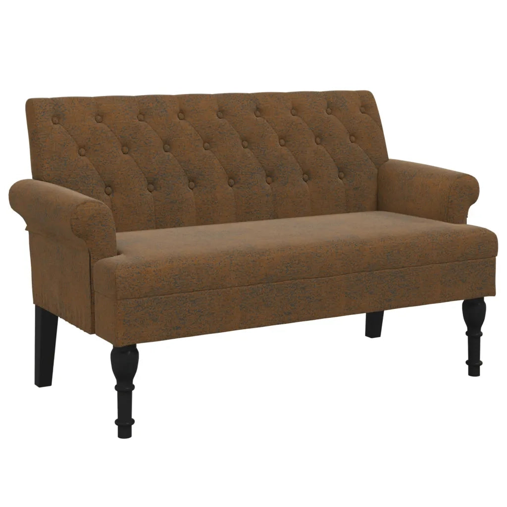 Panca con Schienale-Divano Sedia Marrone 120x62x75,5 cm in Scamosciato