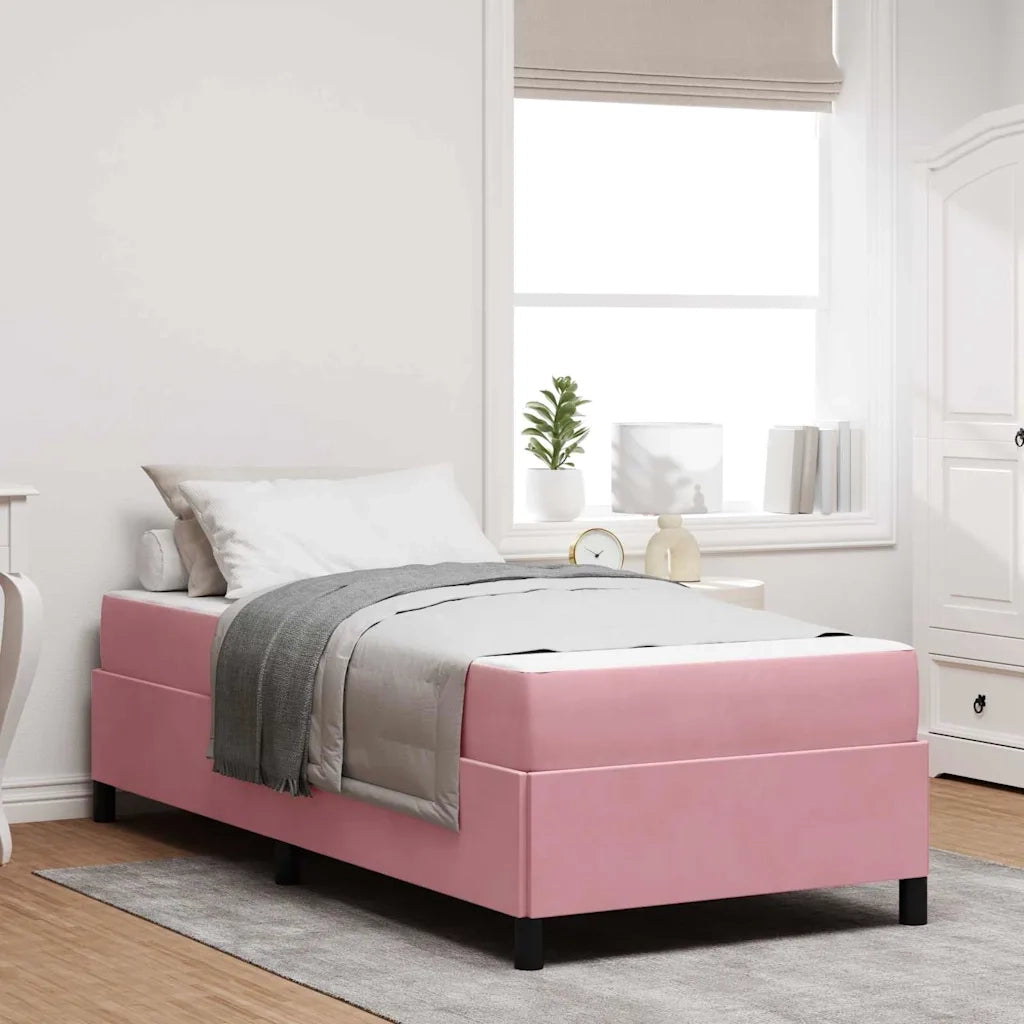 Struttura del letto con materasso Rosa 90 x 190 cm Tessuto 3399035