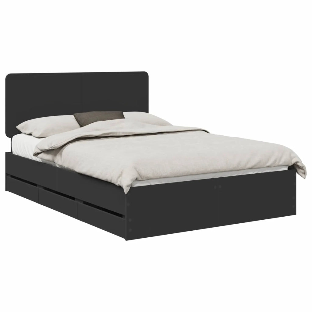 Letto matrimoniale | Letto per adulti | Struttura del letto Nero 150 x 200 cm Legno Ingegnerizzato