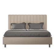 BS COM Letto matrimoniale francese contenitore imbottito 140x190 similpelle tortora
