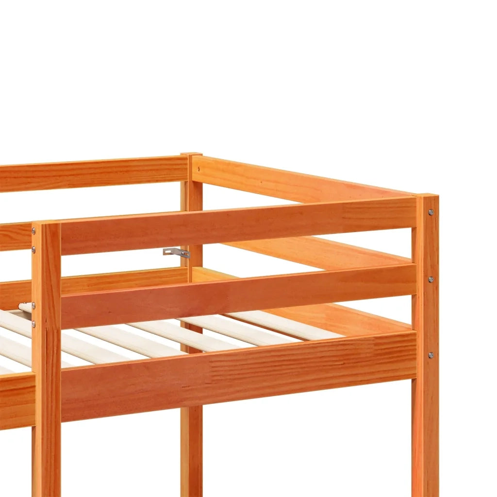 Giroletto Soppalco Scrivania e Sedie-Struttura Letto Marrone Cera 75x190cm Pino