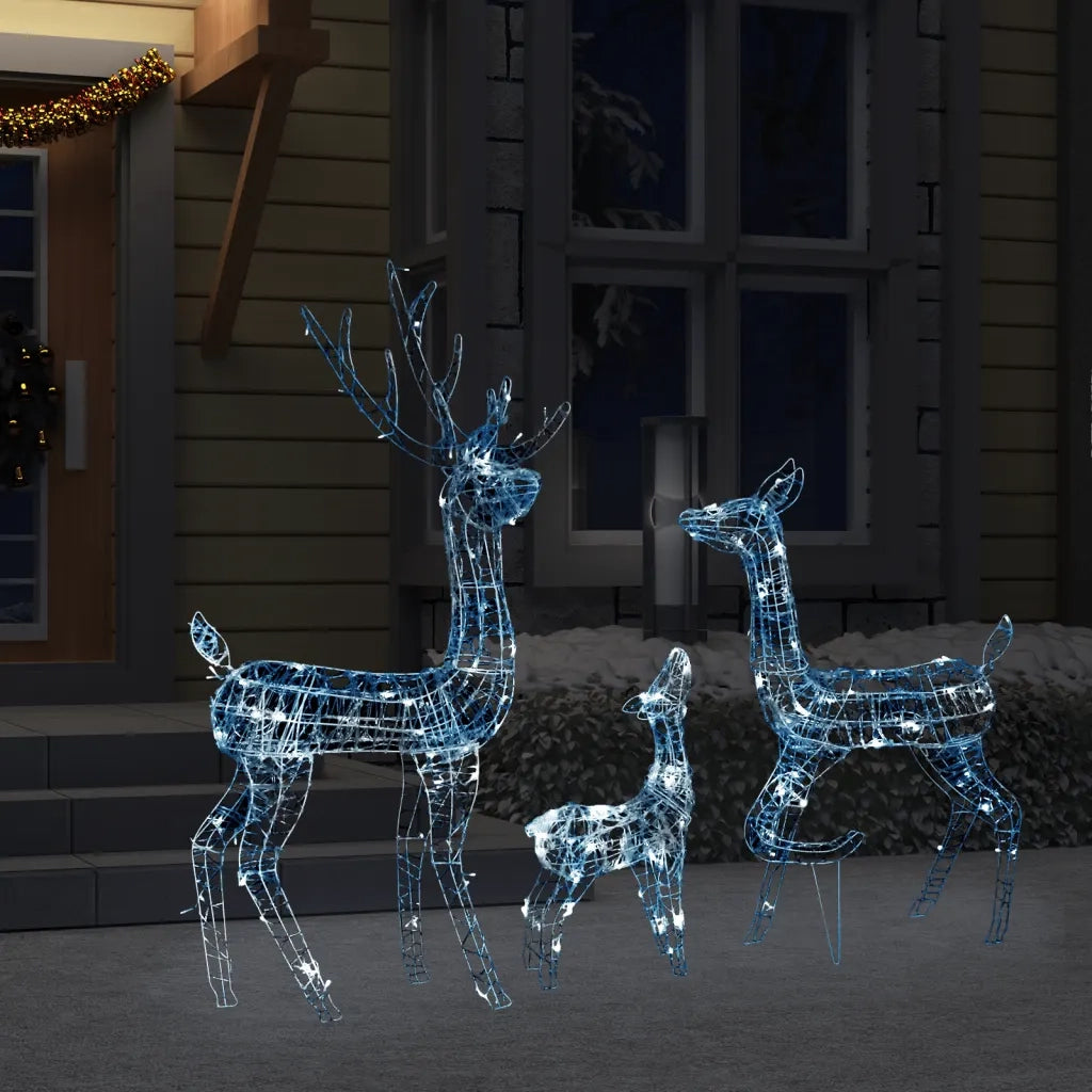 Famiglia di Renne di Natale 300 LED-Luci decorative natalizie Bianco Freddo in Acrilico