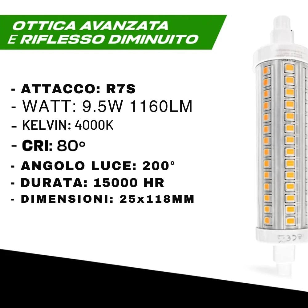 Fsl lampada led r7s 4000k attacco r7s per ambienti domestici e professionali *** potenza 9,5w, confezione 1