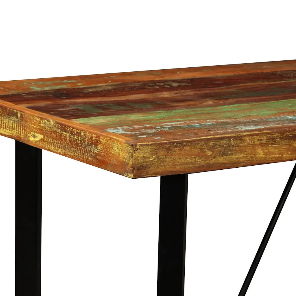 Set da Bar 5 pz in Legno Massello di Recupero e Vera Pelle 275142