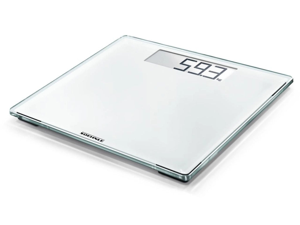 Soehnle Style Sense Comfort 100 Bilancia Pesapersone Digitale 180 Kg Display LCD vetro di sicurezza colore Bianco