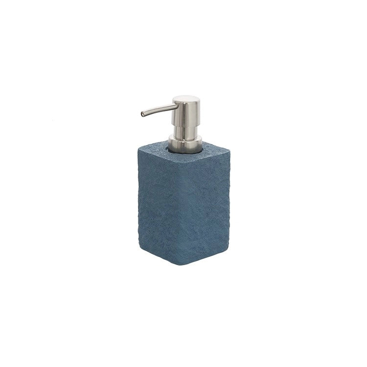 Dispenser sapone bagno in poliresina blu pastello effetto pietra Linea Sabbia Feridras