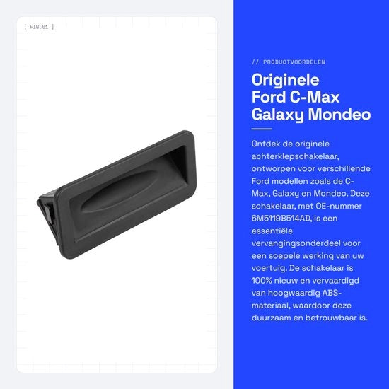 Originele Schakelaar per Portellone posteriore di Ford C-Max Galaxy Mondeo, codice 6M5119B514AD