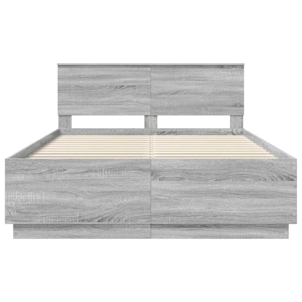 Struttura del letto con testiera-Giroletto con Testiera Grigio Sonoma 160 x 200 cm 923418