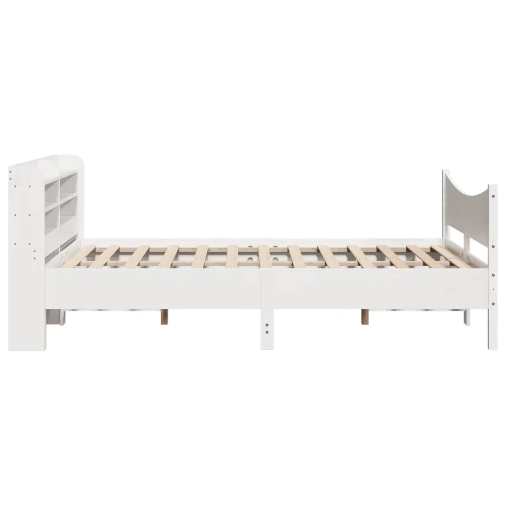 Giroletto con Testiera Bianco 140x190 cm in Legno Massello Pino