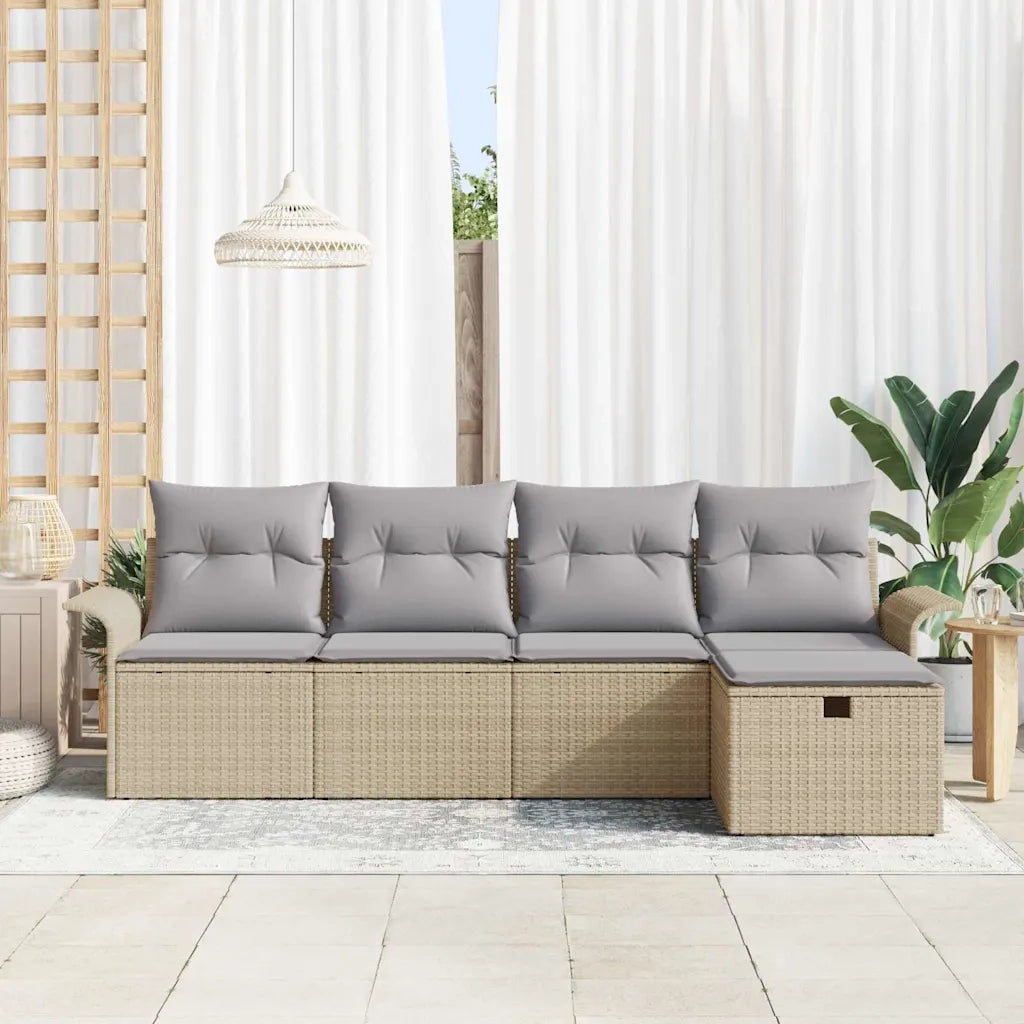 Set Divano da Giardino 5 pcs Beige e Grigio Chiaro polyrattan 3358859