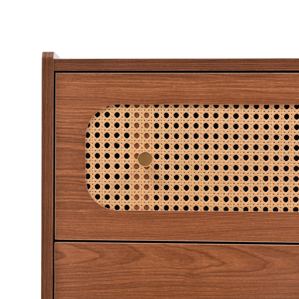 Cassettiera con 6 cassetti in legno e metallo colore noce