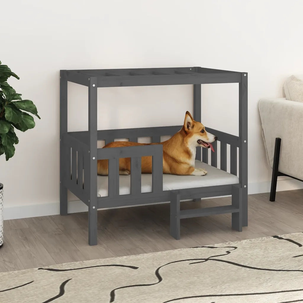 Cuccia per Cani Grigio 95,5x73,5x90cm in Legno Massello di Pino CFW3473595