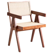 Sedia da pranzo di design in legno e vimini naturale marrone schienale minimalista soggiorno sala da pranzo