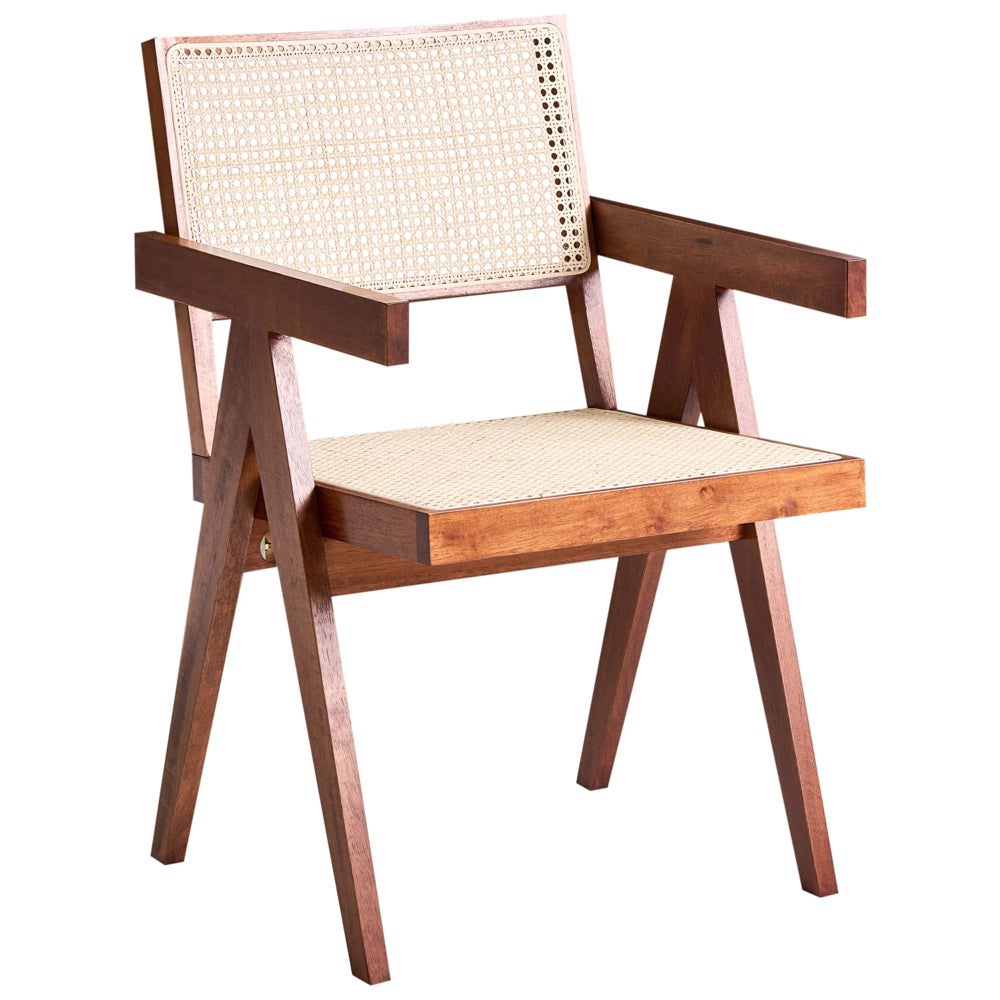 Sedia da pranzo di design in legno e vimini naturale marrone schienale minimalista soggiorno sala da pranzo