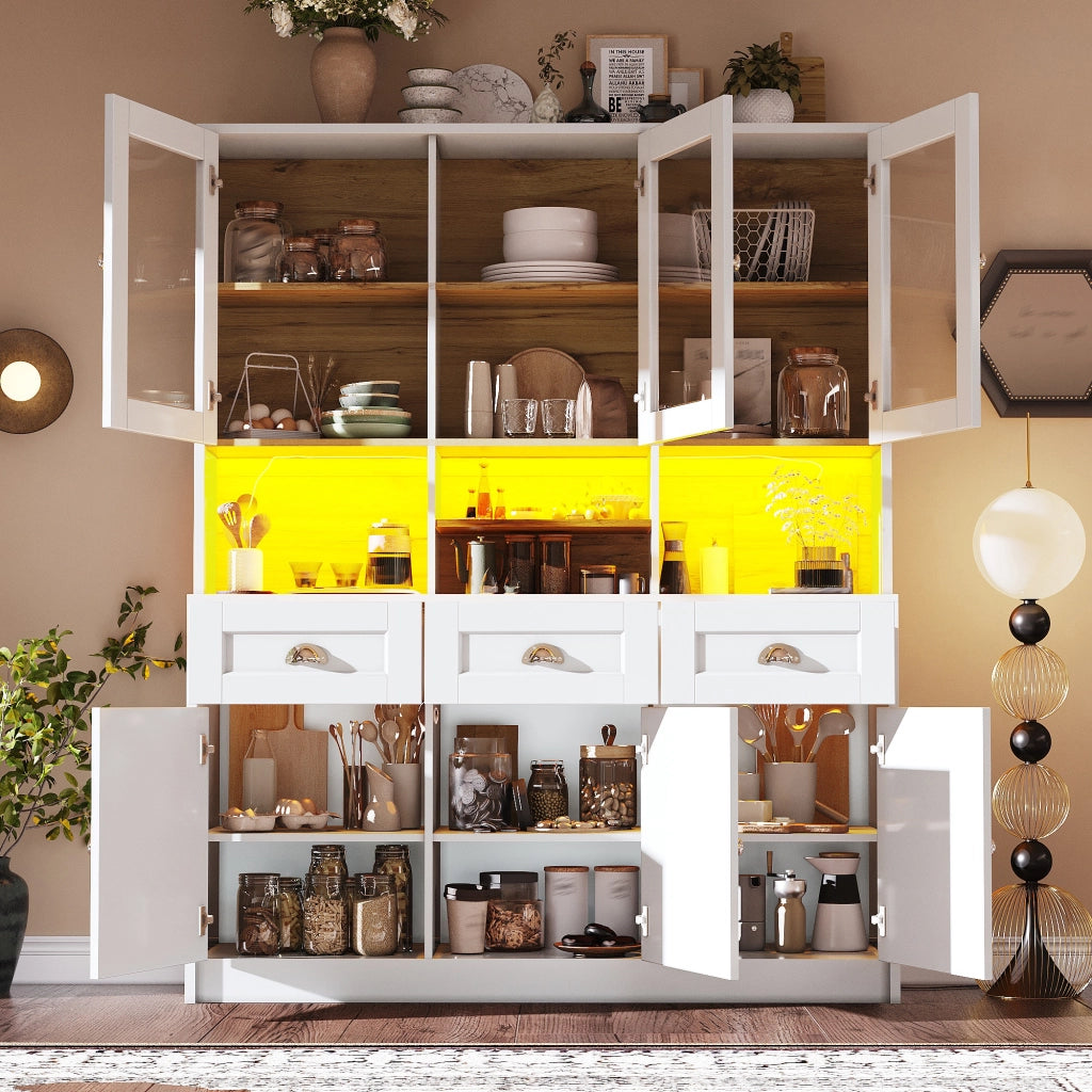 ARMADIO Cucina 140x40x175 cm MDF Bianco con illuminazione LED