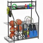 Portaoggetti Attrezzature Sportive ¨C Xylo ¨C con Cestini Ganci Cinghie 92x42x109cm Nero