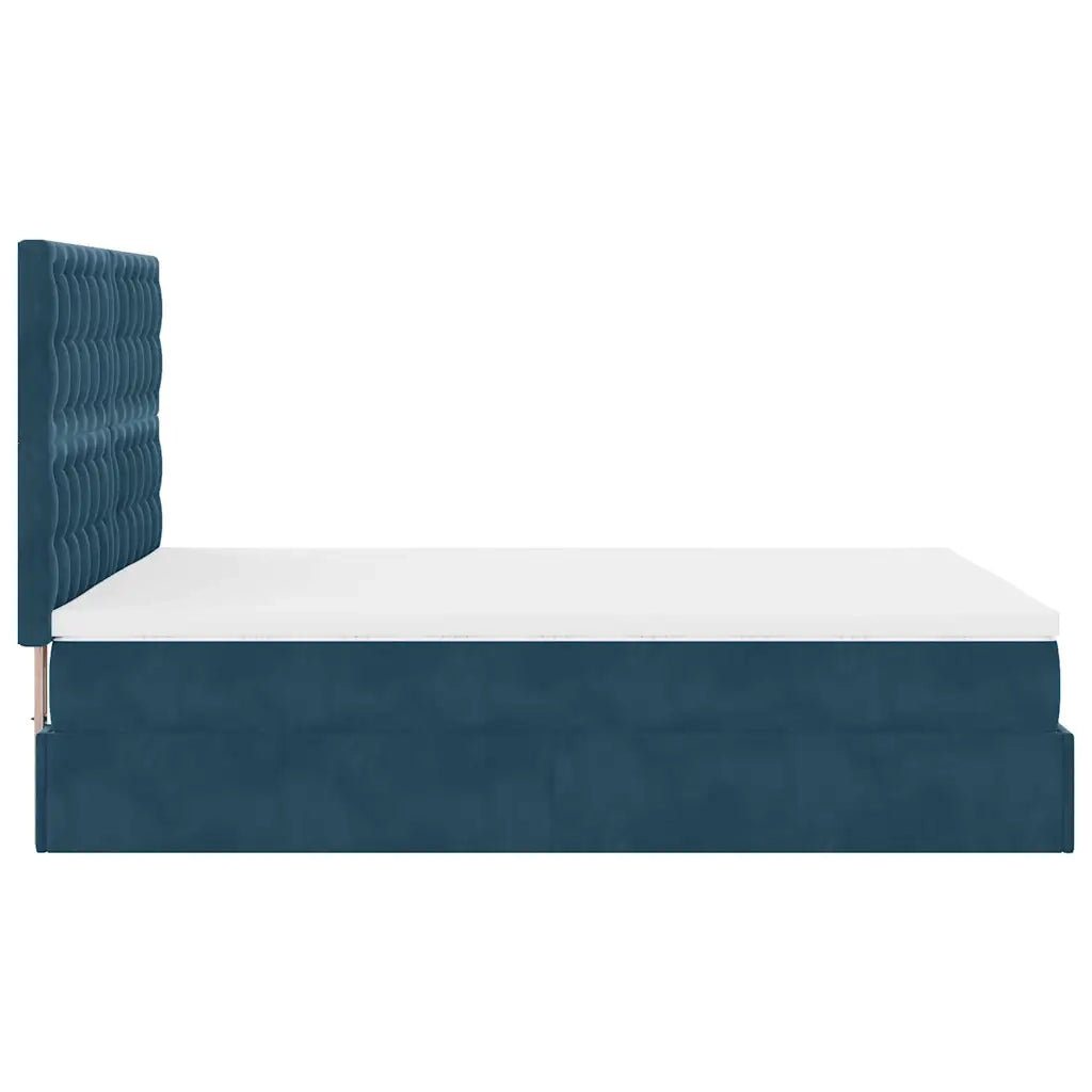 Struttura Letto Pouf con Materassi Blu 140x200cm in Velluto 3313623