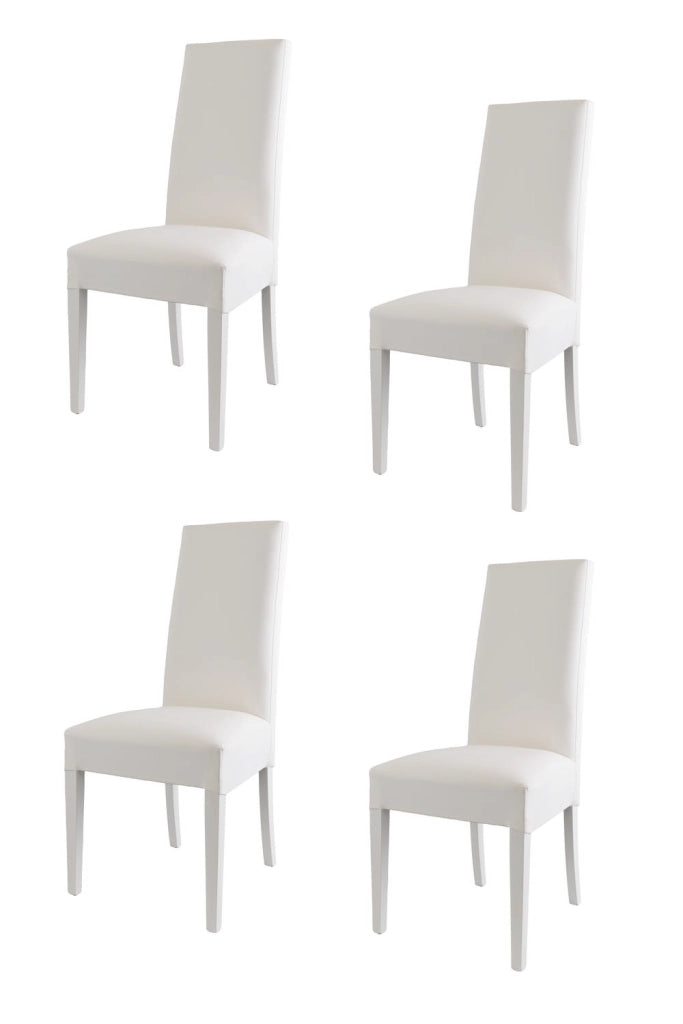 Set 4 sedie Luisa Tommychairs, struttura in faggio bianco, seduta e schienale imbottiti e rivestiti in pelle artificiale