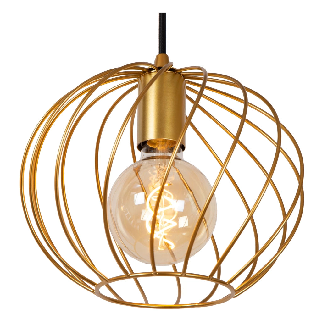 Lampada a sospensione Lucide Danza 3xE27 ottone nero