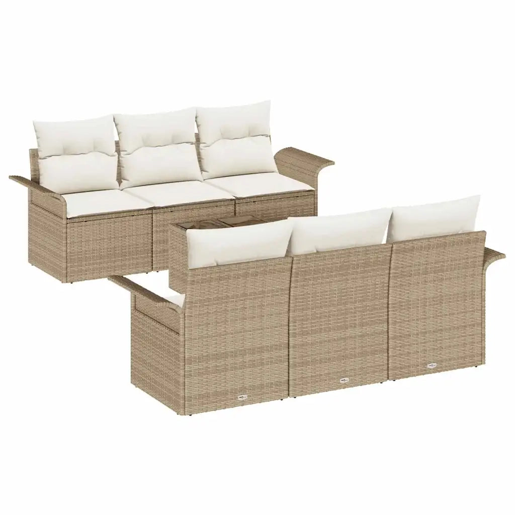 Set Divano da Giardino 7 pcs Beige e Crema polyrattan 3353920