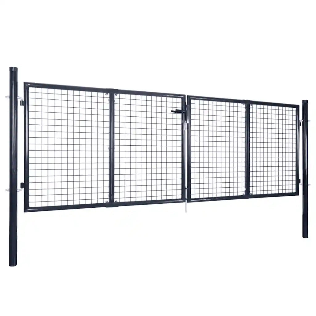 Cancello da Giardino in Rete di Acciaio Zincato 300x100 cm Grigio CFW7787209