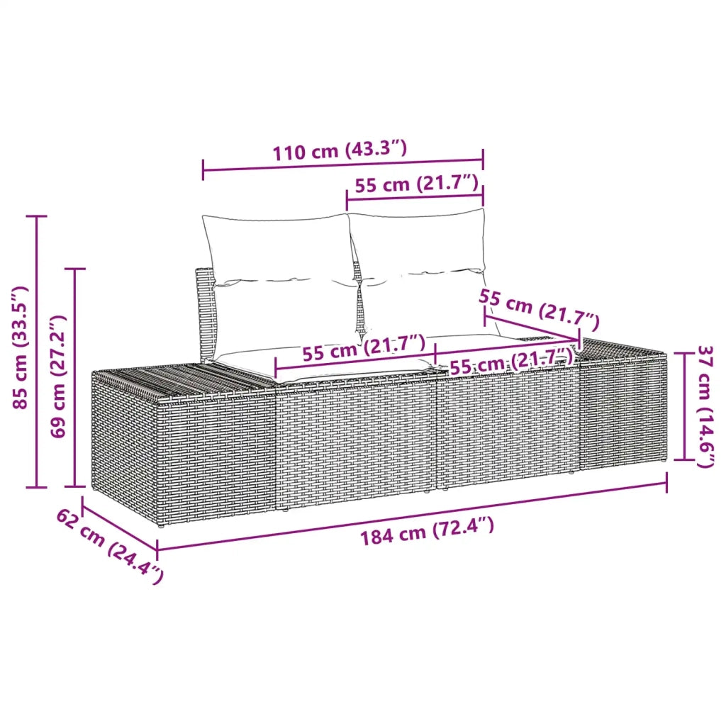 Set Divano da Giardino con cuscino 10 pcs Marrone polyrattan 3347244