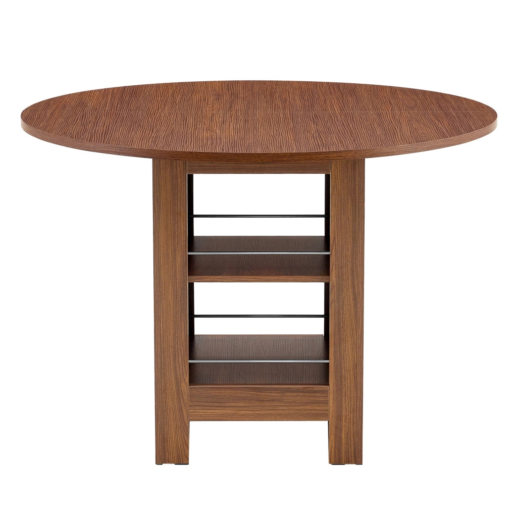 Tavolo da Pranzo Rotondo con Vano Contenitore ¨C MINIMAL ¨C Noce, 100cm, 4-6 Persone
