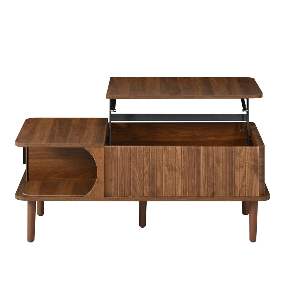 Tavolino da Salotto Moderno ¨C Xylo ¨C Effetto Noce, Piano Regolabile, Legno, Ante Scorrevoli