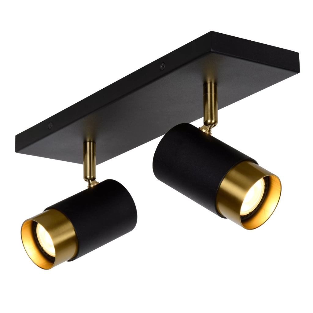 Faretto soffitto doppio nero-oro orientabile GU10 Lucide
