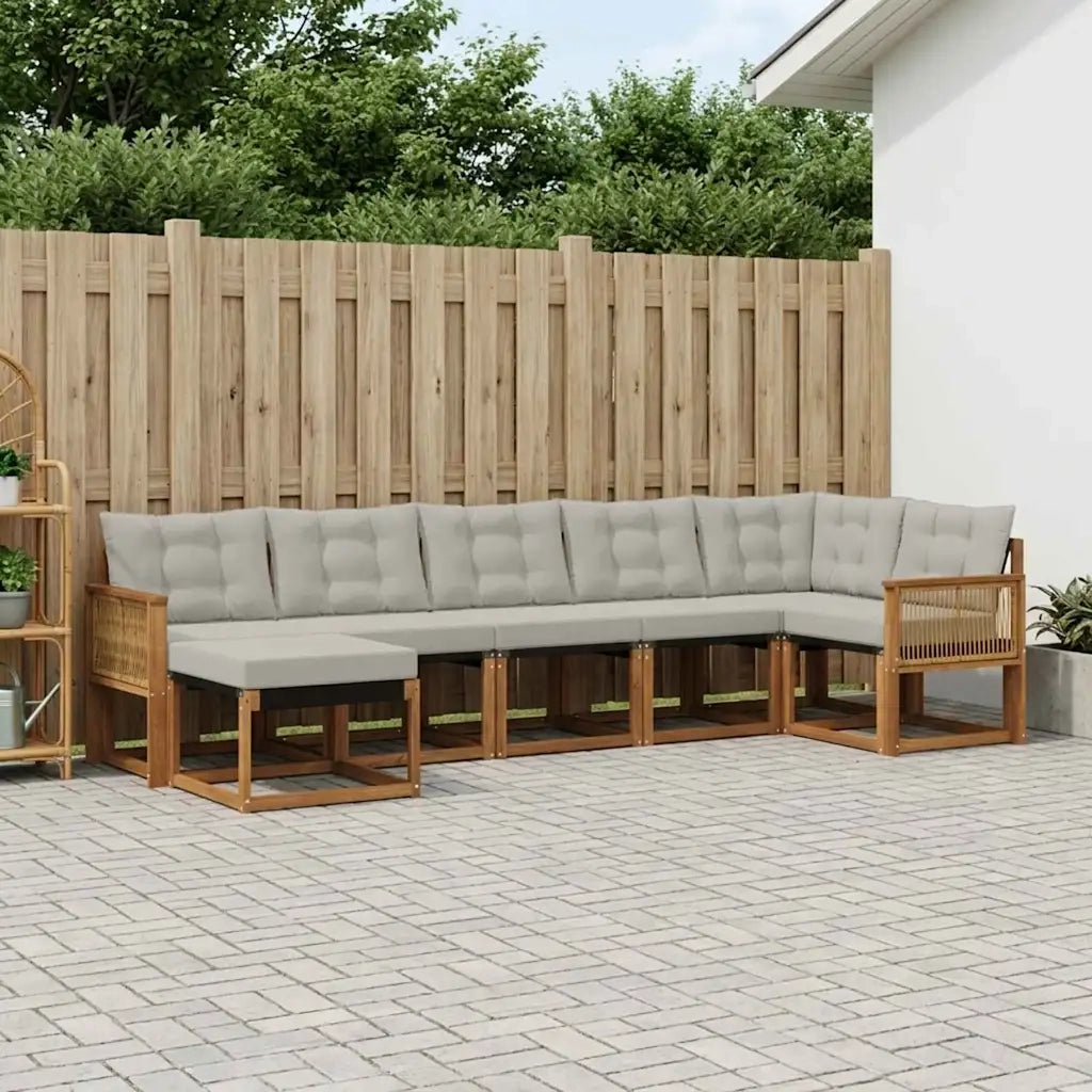 Set di divani da esterno 7 pcs Naturale e Grigio Chiaro 3382099