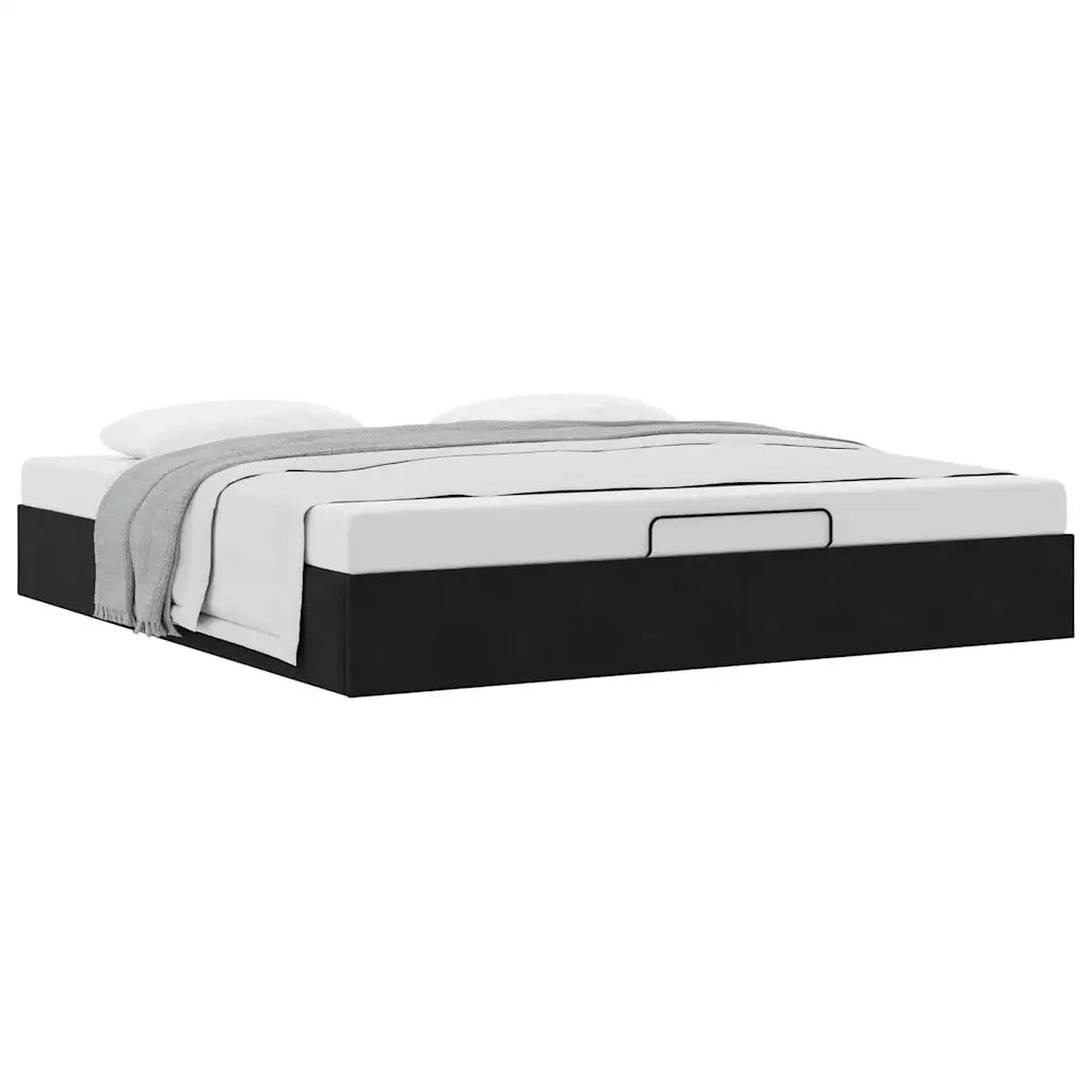 Struttura Letto Pouf senza Materasso Nero 160x200 cm in Velluto 3310975