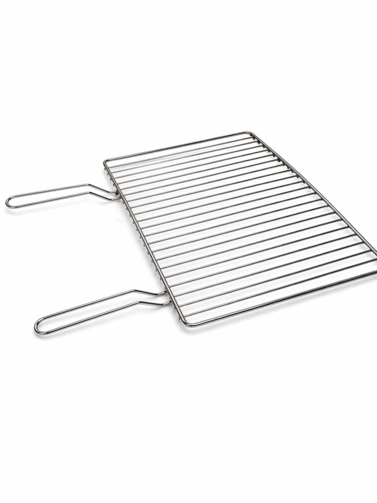 Griglia per Barbecue in Acciaio Cromato, Regolabile su più Altezze, Scorrevole per camino per Carne e Pesce 69,5x39,5 cm