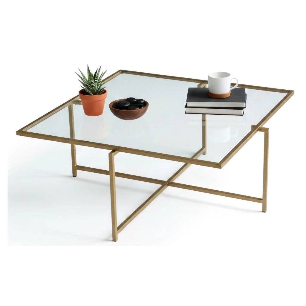 Mascate, Tavolino da Salotto Cassetti, 85x85x35h cm oro