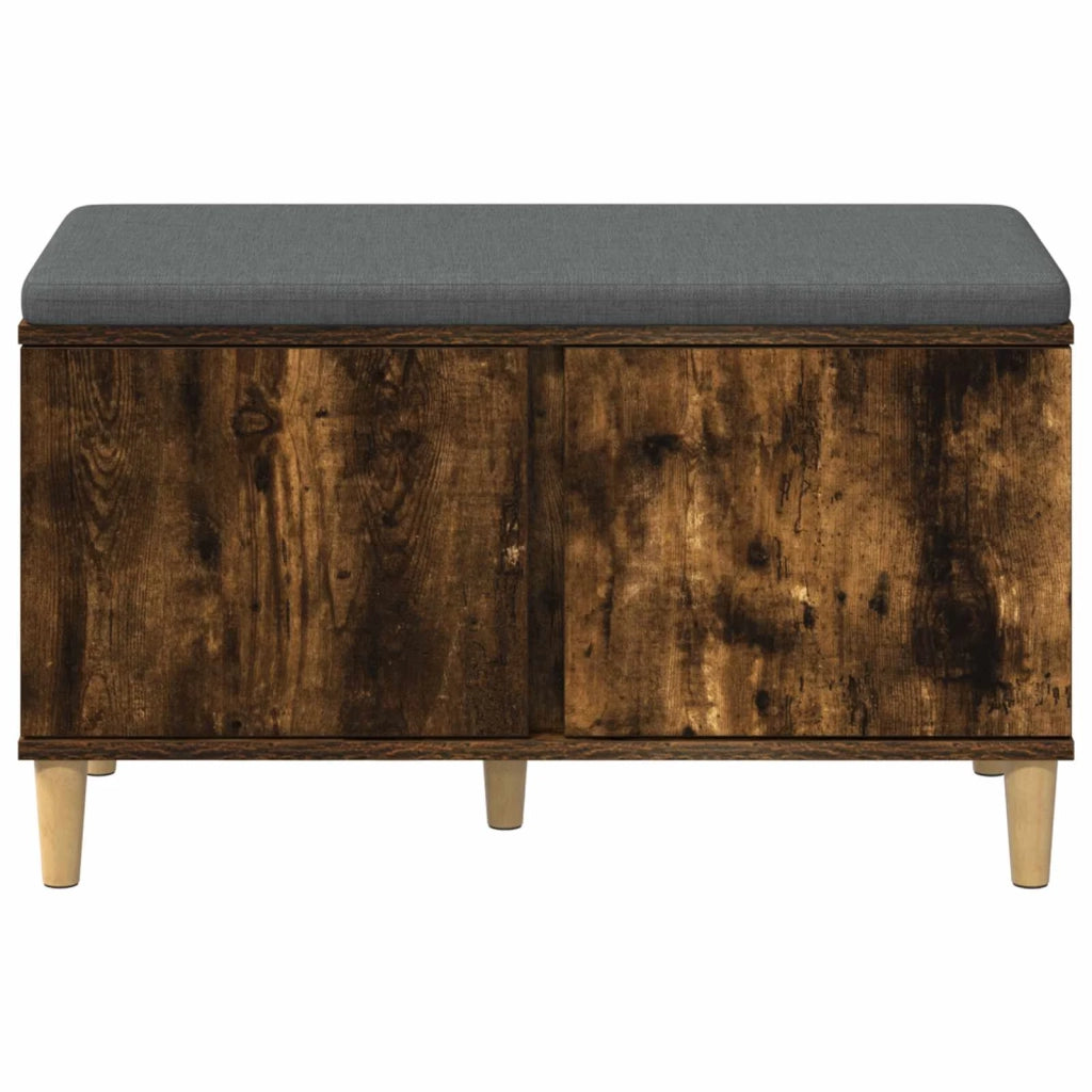 Panca per ingresso con cuscino-Sgabello-Panca da Corridoio Rovere fum¨¦ 60 x 38 x 46 cm 187677