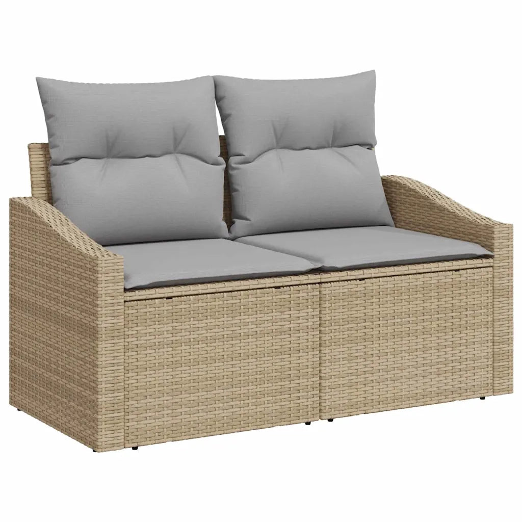 Set Divano da Giardino con cuscino 7 pcs Beige polyrattan