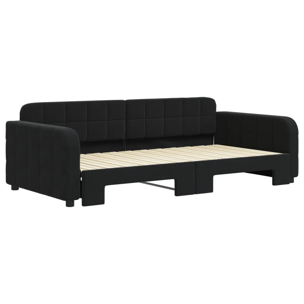 Divano letto | Sof¨¤ letto | Letto singolo Estraibile Nero 100x200 cm in Velluto