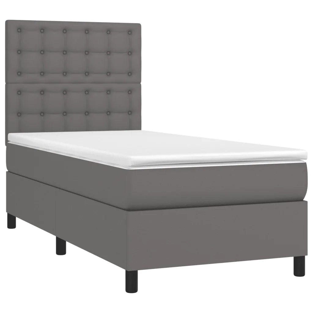 Giroletto a Molle con Materasso-Struttura Letto con Materasso Grgio 80x200 cm in Similpelle 679419
