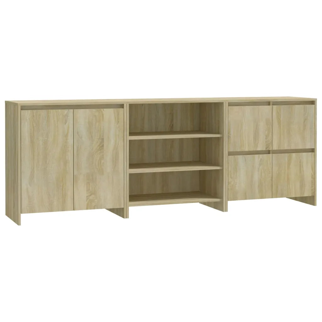 Credenze 3 pz | Madia | Buffet da pranzo | Armadio da pranzo Rovere Sonoma in Legno Multistrato