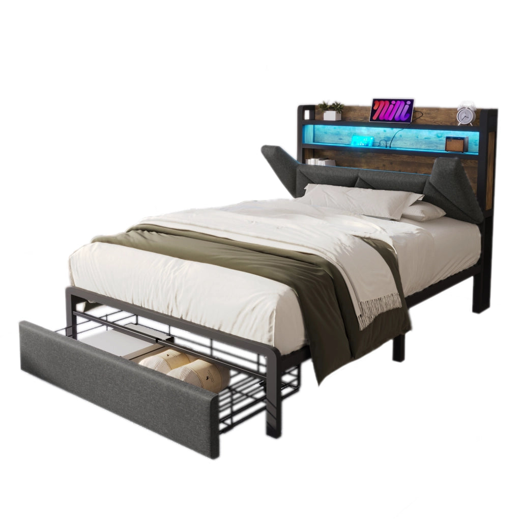 letto imbottito lino grigio 90 x 200 cm