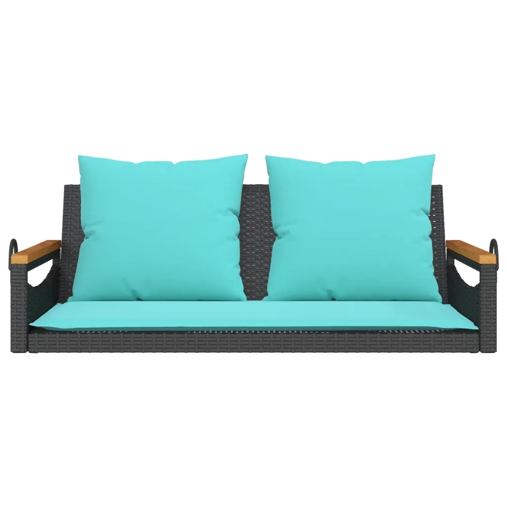 Panchina a Dondolo con Cuscini Nera 109x62x40 cm in Polyrattan 368151